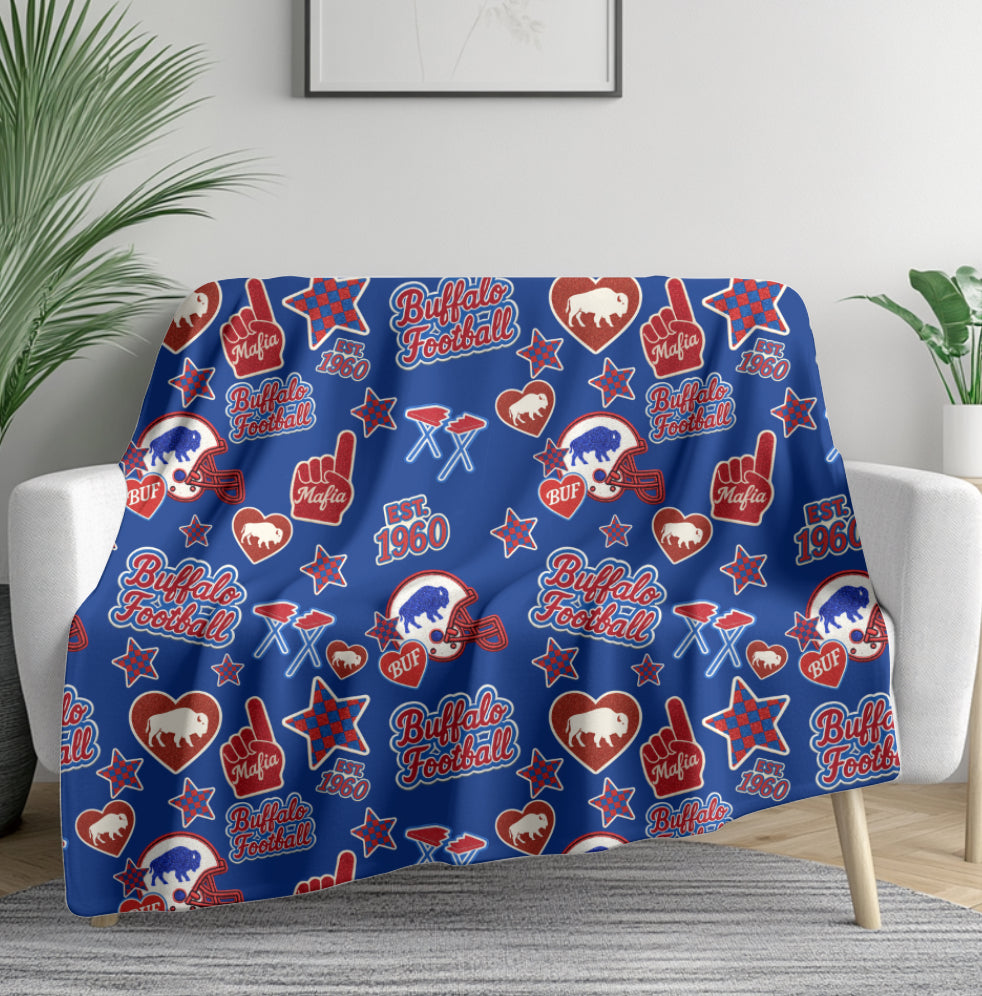 Buffalo Patches Red and Blue Seamless