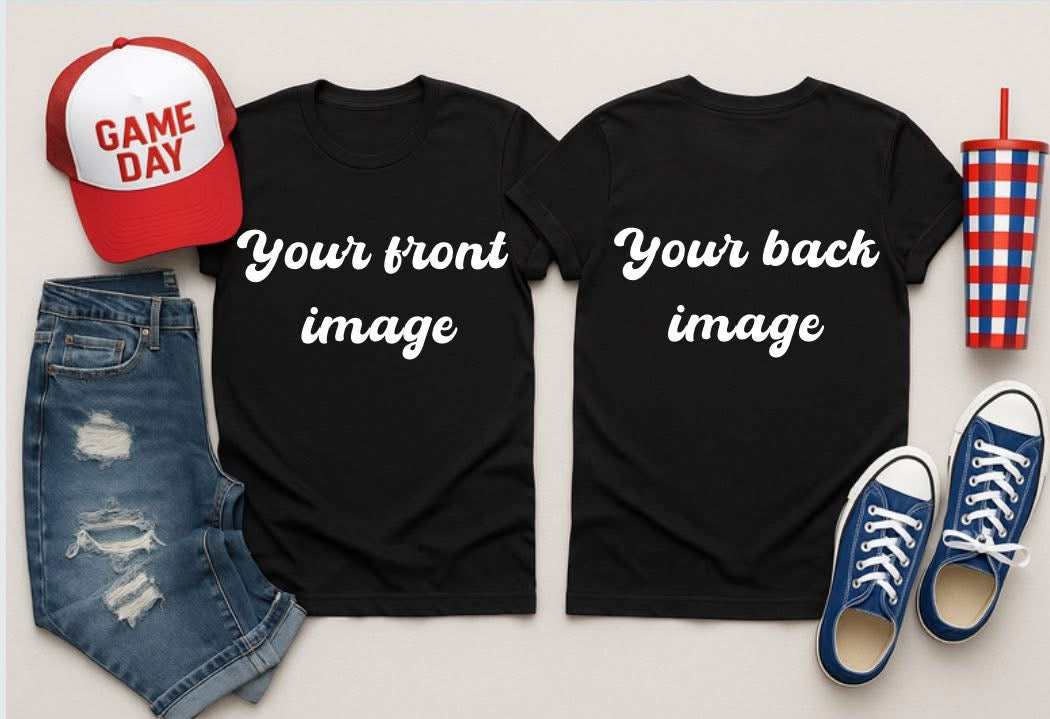 Black Tee Mock up front and back