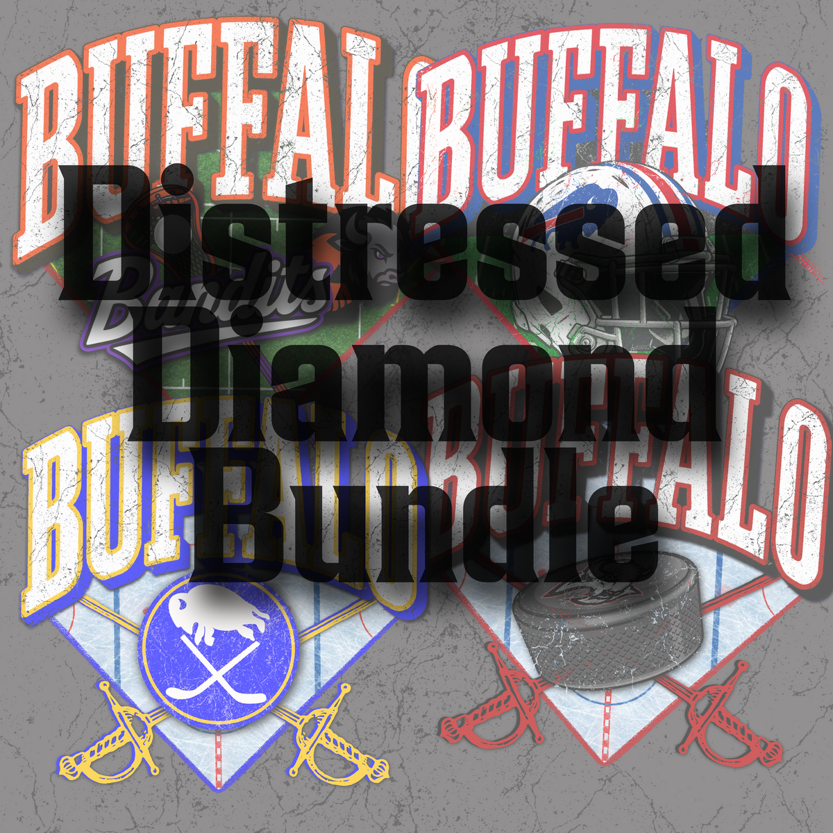 Distressed Diamond Bundle all Buf teams