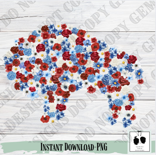 Red White and Blue Floral Buffalo