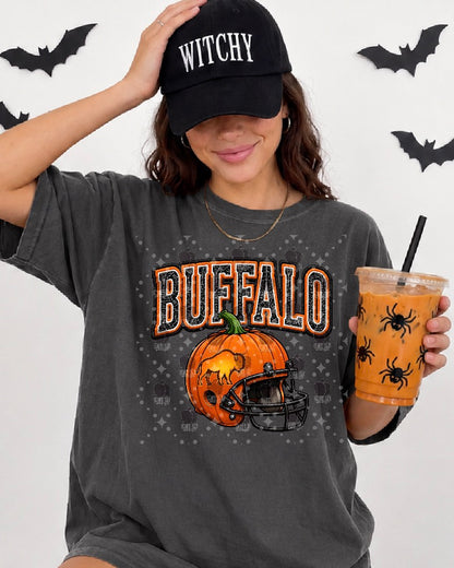 Pumpkin football helmet both versions