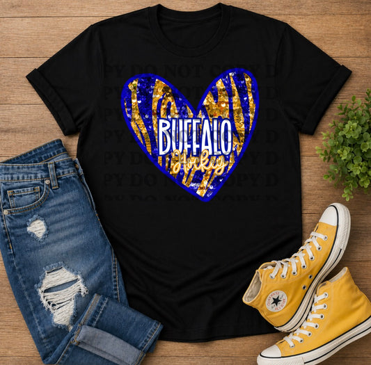 Buffalo Hockey Sabretooth Sequin Heart