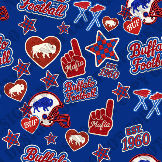 Buffalo Patches Red and Blue Seamless