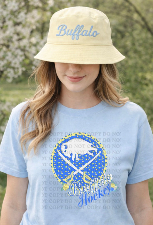Floral Blue and Gold Hockey