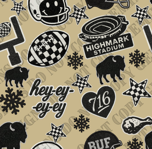 Buffalo Patches Black and Tan Seamless