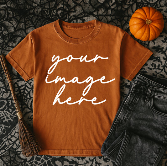 Spooky mock up orange Bella canva tee