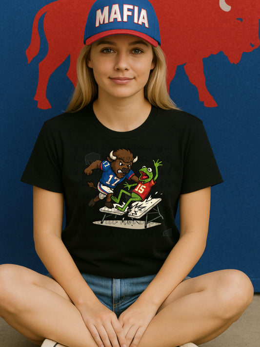 Kermit through a table