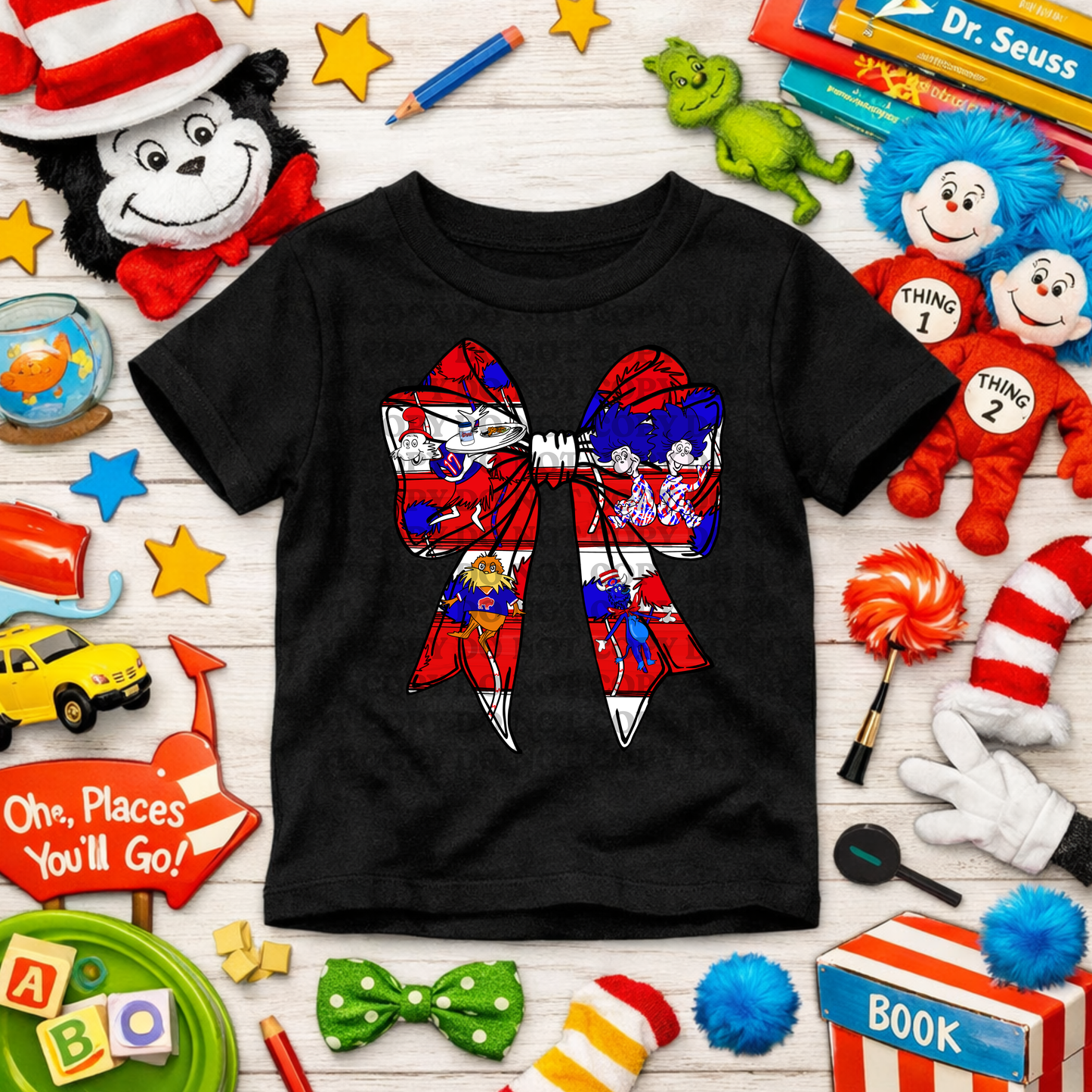 $2 Tuesday Buffalo Seuss Bow